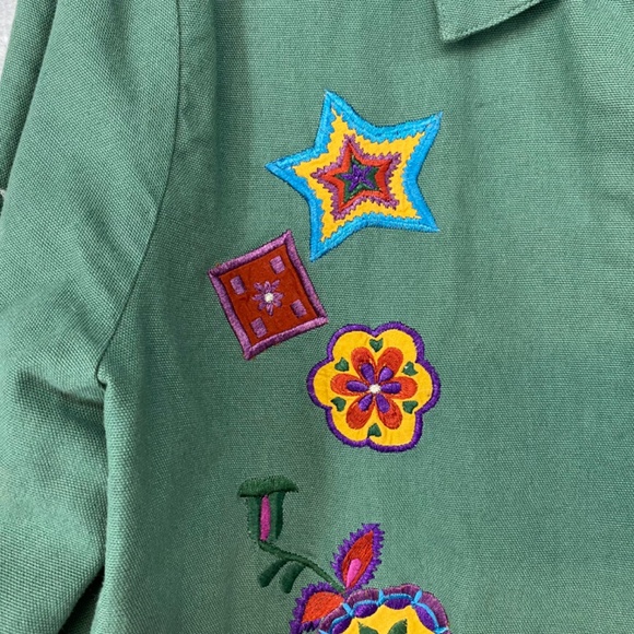 Hearts Of Palm Size 16 Embroidered Jacket Green Floral Button Close Floral Lined - Picture 3 of 9